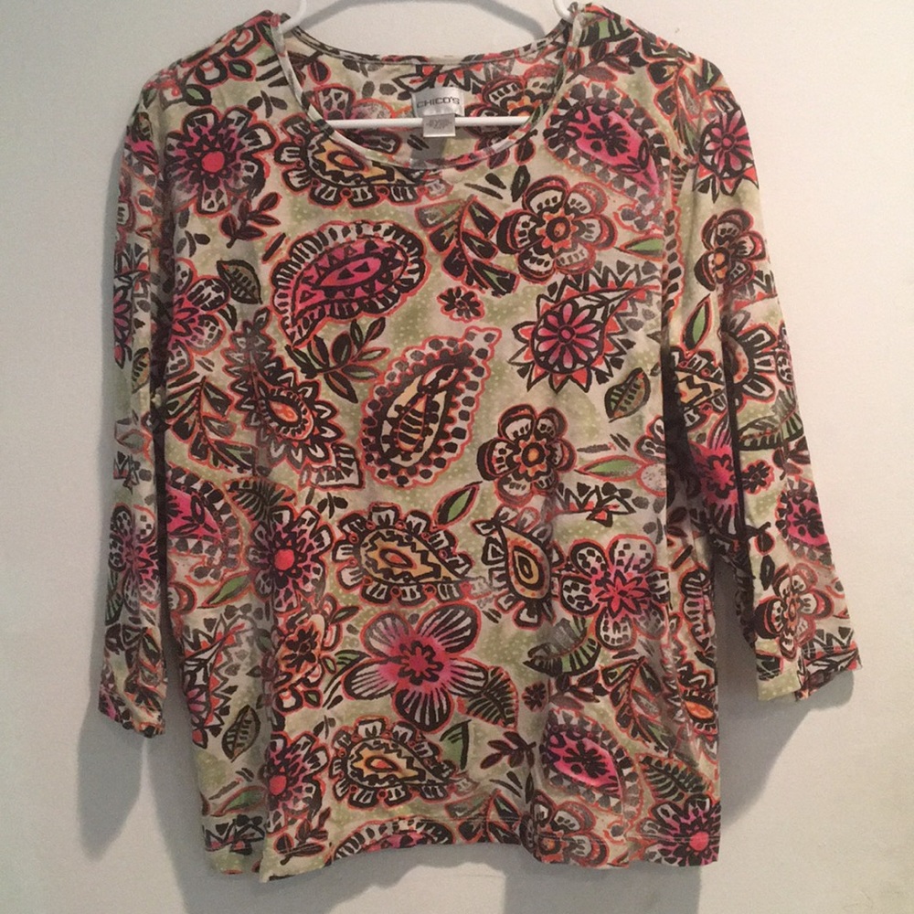 Three Quarter Sleeve Printed Blouse